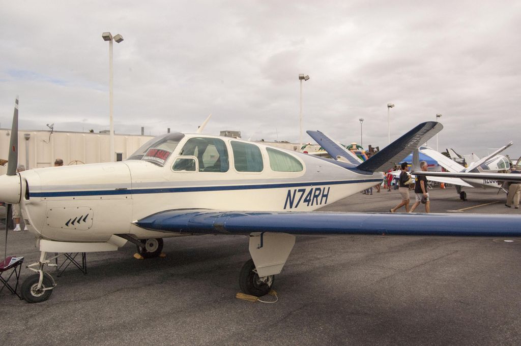 A vintage V-tail Beechcraft Bonanza