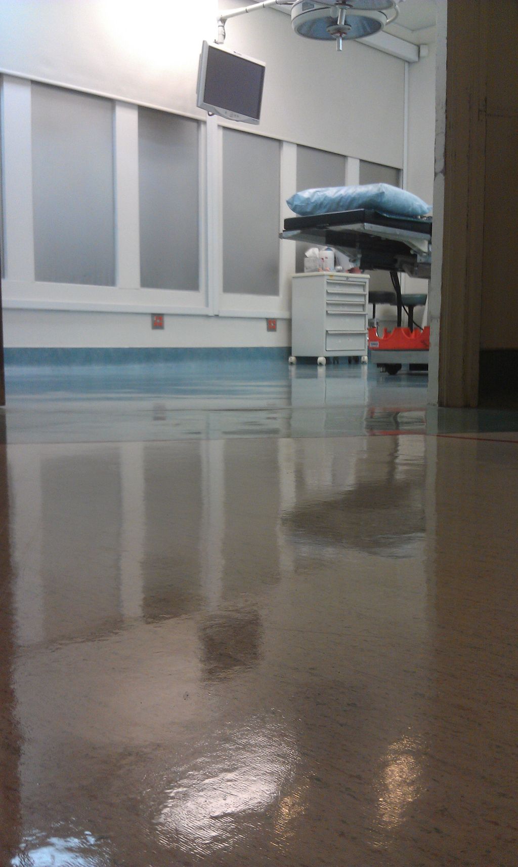 Freshly waxed floor.