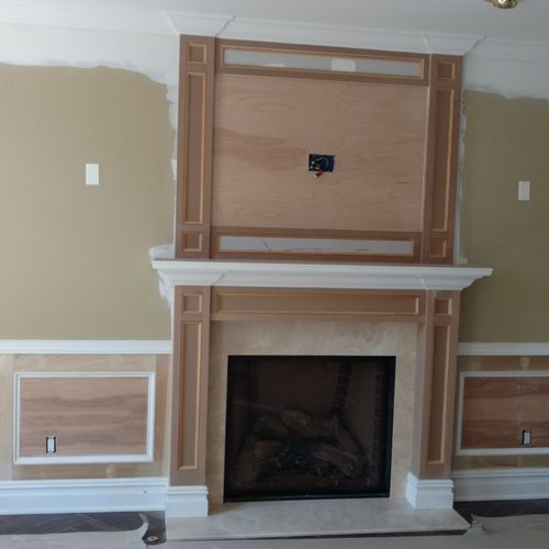 Fireplace mantel! opened up 2 rooms to make large 