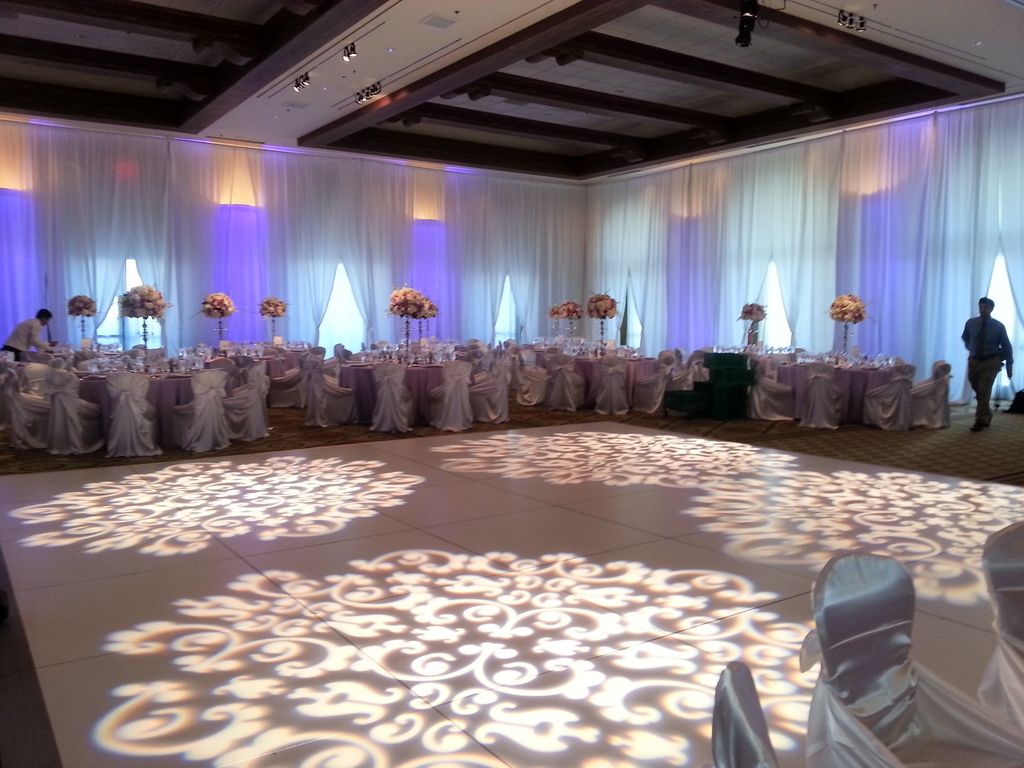 Uplights and gobos on dance floor