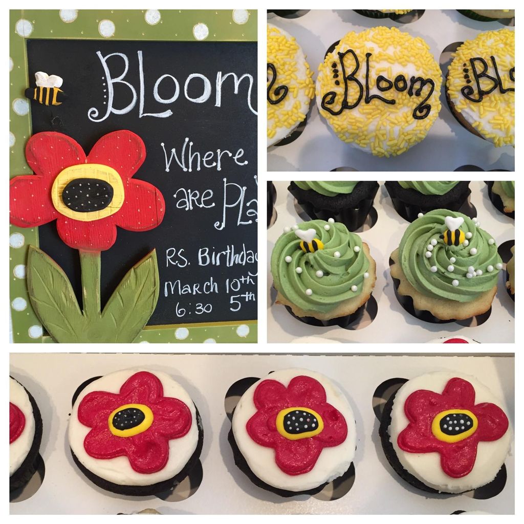 Custom cupcakes designed after the invitation