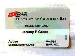 District of Columbia Bar card.