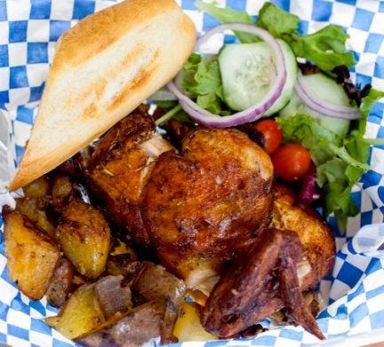 Half rotisserie chicken combo. Served every day at