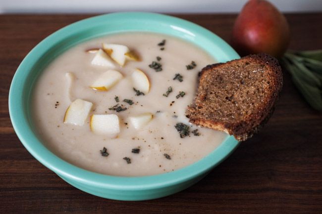 Fall White Root Soup with Pear and Sage.  Served w