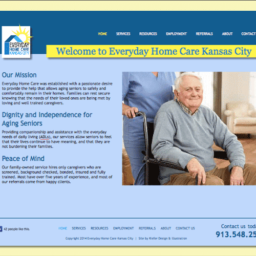 Everyday Home Care Kansas City website, home page