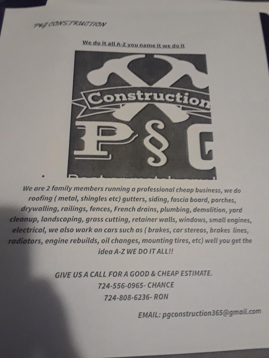 p&g construction