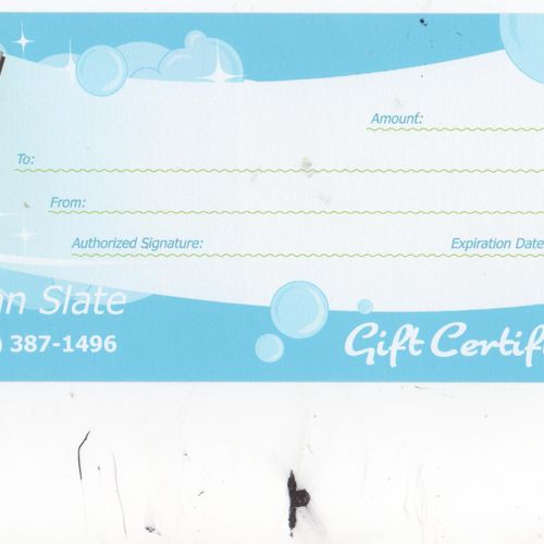 Gift certificates available.