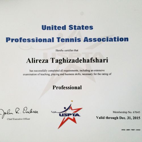 USPTA Professional Certification