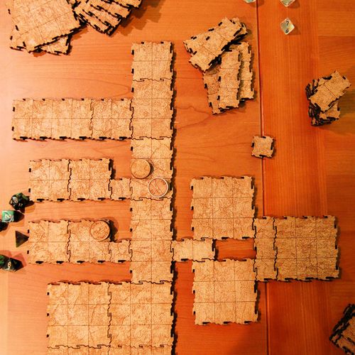 An interlocking tile set and tokens for tabletop g