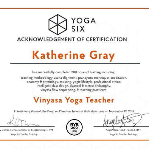 200-Hr Yoga Teacher Certification from Yoga Six wi