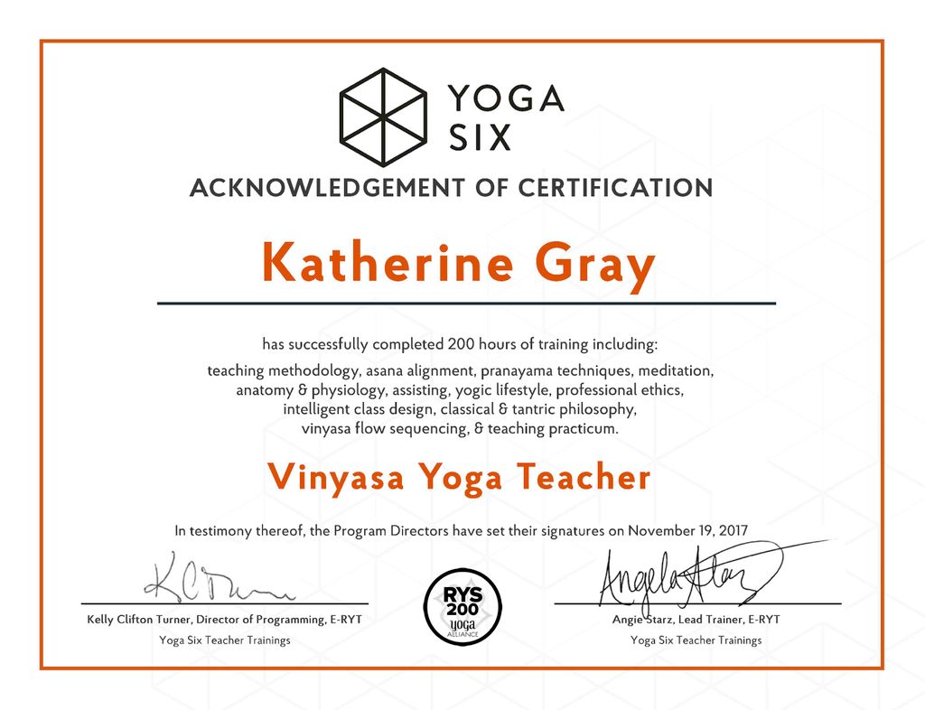200-Hr Yoga Teacher Certification from Yoga Six wi