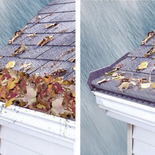 Before & after Gutter Topper was installed and aft