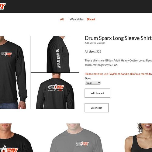 Store back end for Drum Sparx web site.