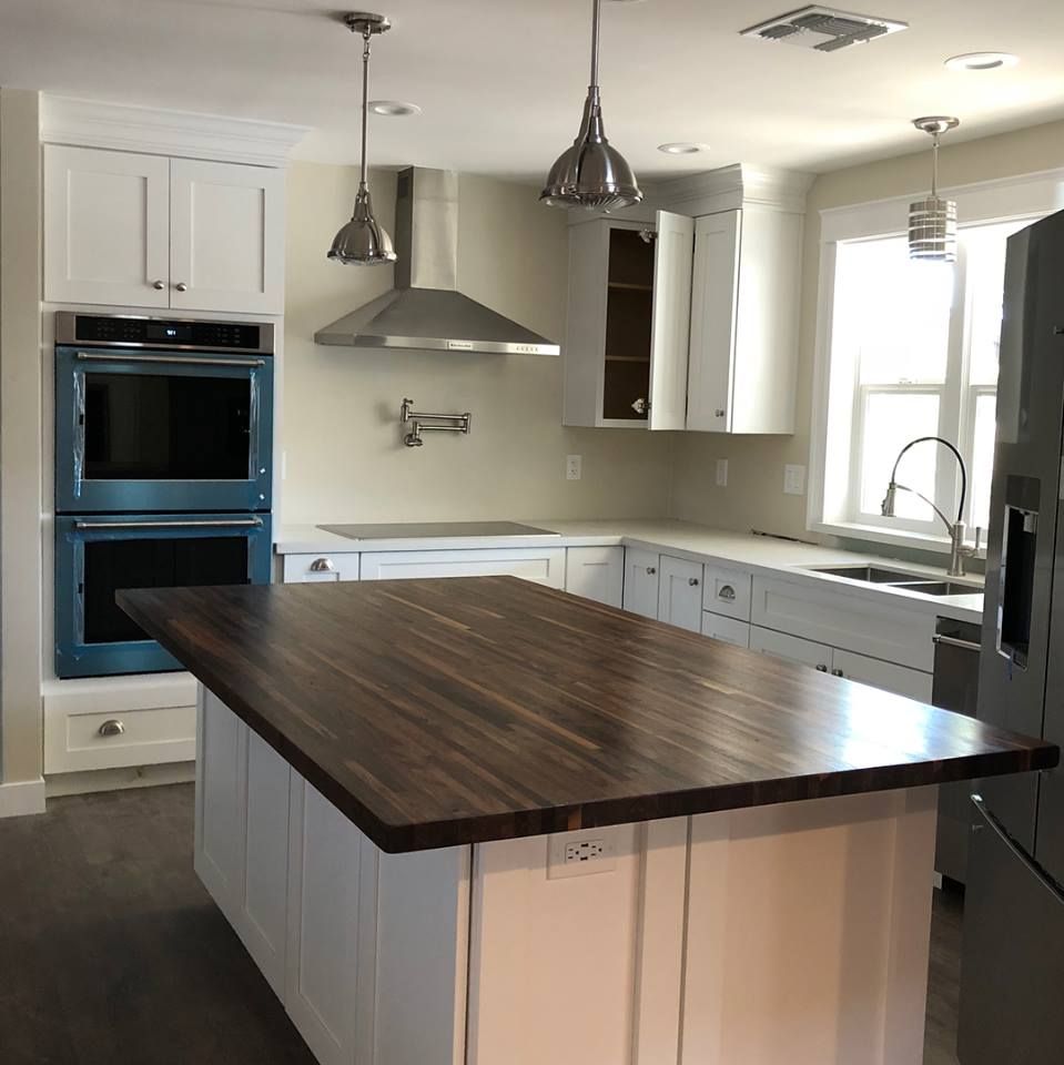 White Shakers, Butcher block island, with gorgeous