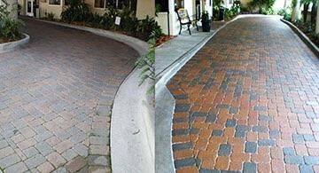 Before and after of some paver cleaning and sealin