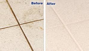 TIle and Grout before and after our deep cleaning 