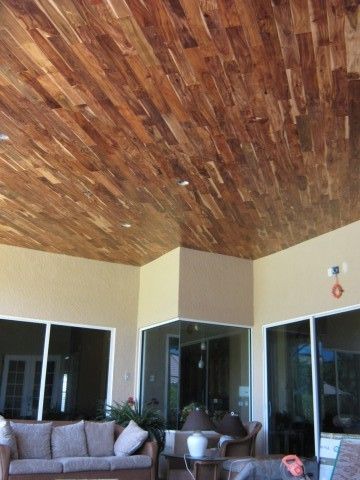 Teak installed on Lanai ceiling