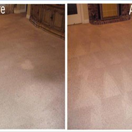 Wall to wall carpet, before and after.