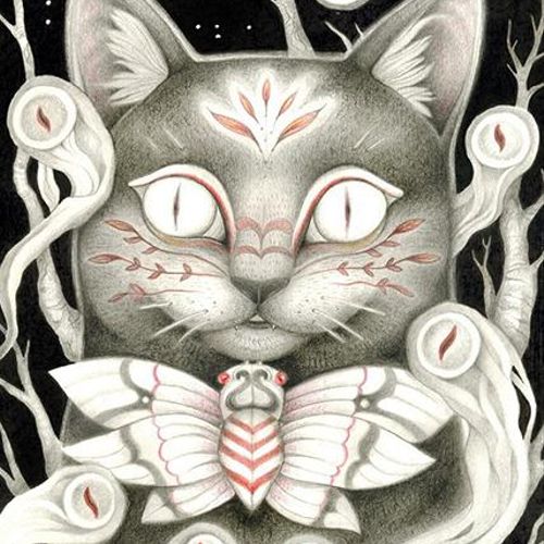 'Watchful Cat' -- Illustration inspired by the "Ba