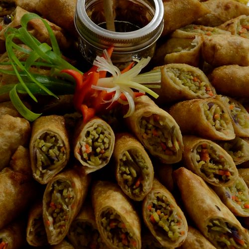 Vegetable Spring Rolls with Honey-Orange Dipping S