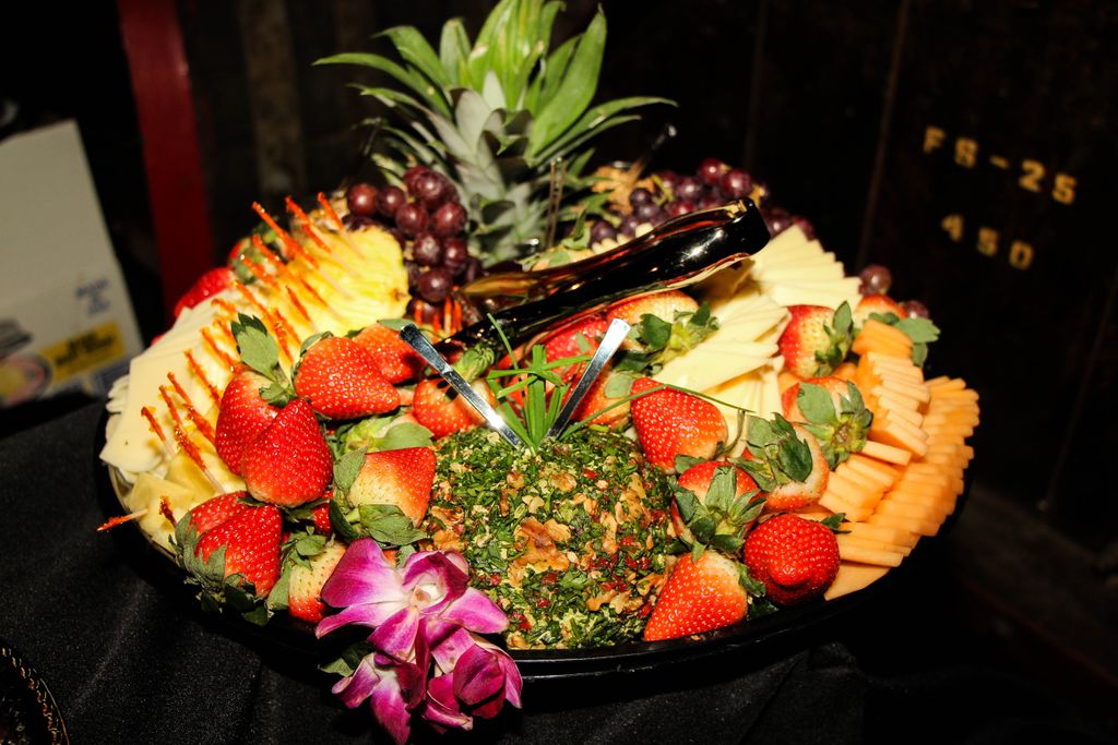 The exotic fruit and cheese tray
