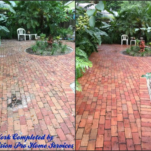Pressure washing before and after