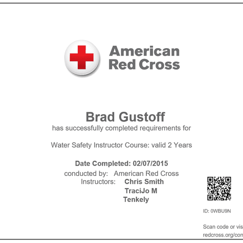 National Red Cross Certification for Water Safety 