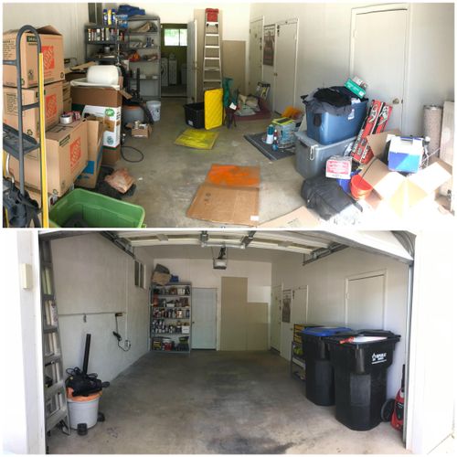 A garage before and after cleanup and organize pro