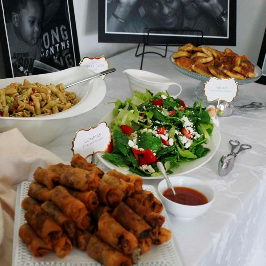 A Christening buffet table | handmade Thai lumpias