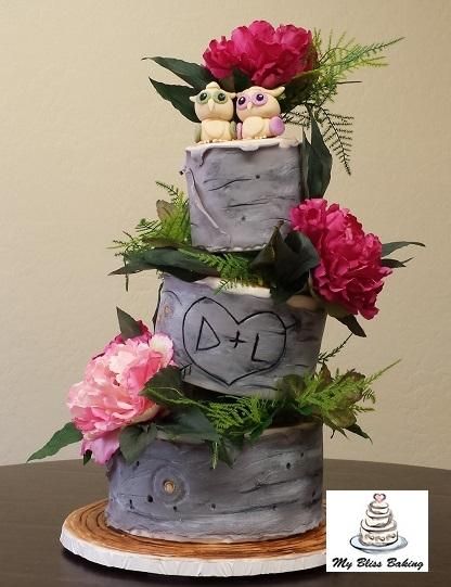 Topsy Turvy Birch Tree Wedding Cake