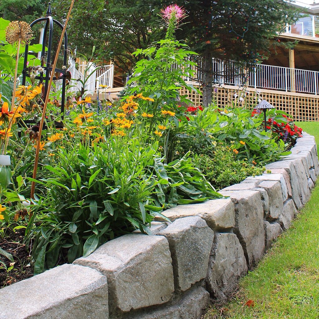Hand carved concrete retaining walls