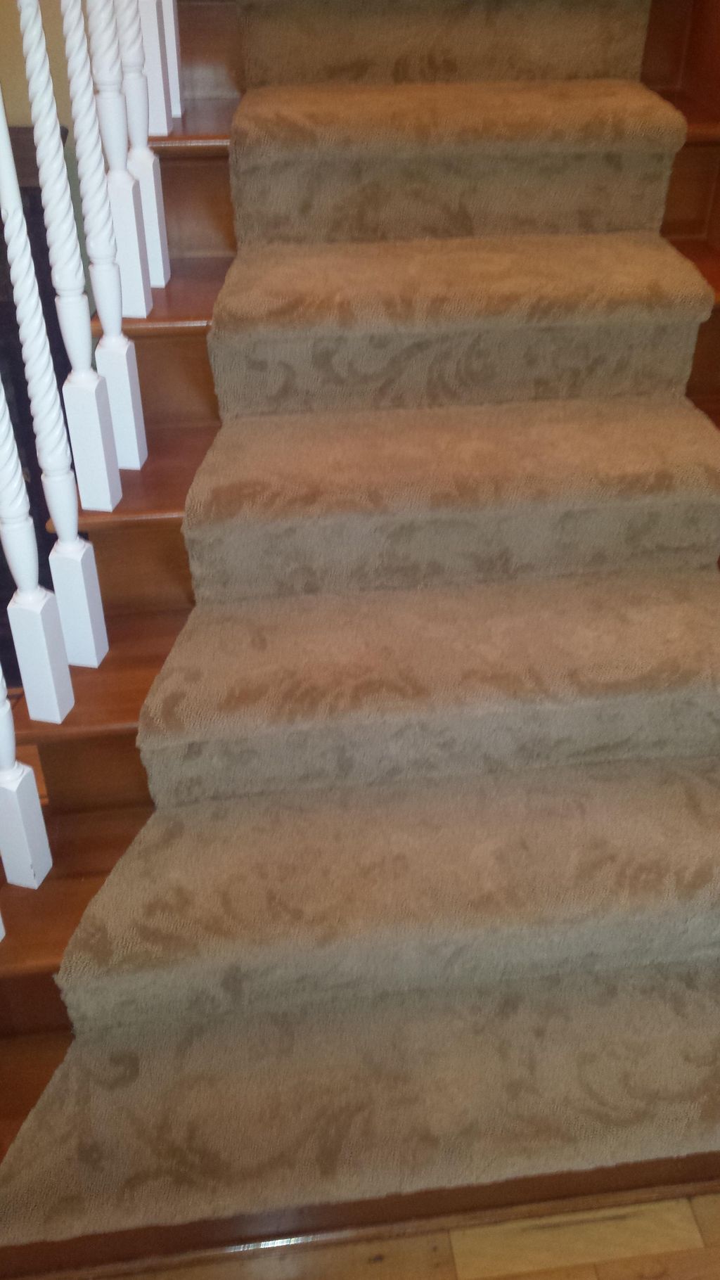 Before carpet cleaning on double set of stairs (mo