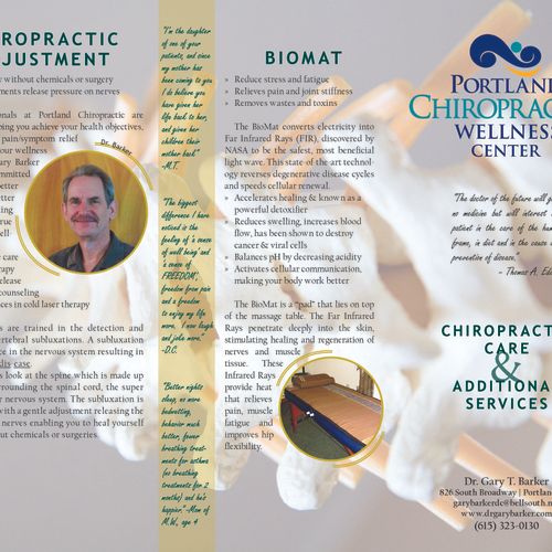 Brochure design for chiropractor with all services