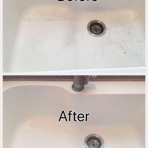 Before and after kitchen sink. 