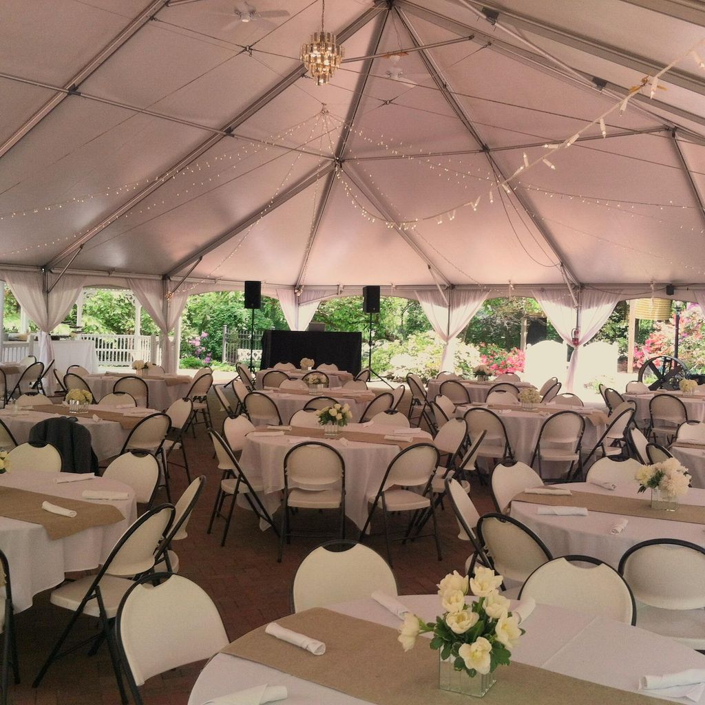 Wedding reception setup at The Garden at Grey Gabl