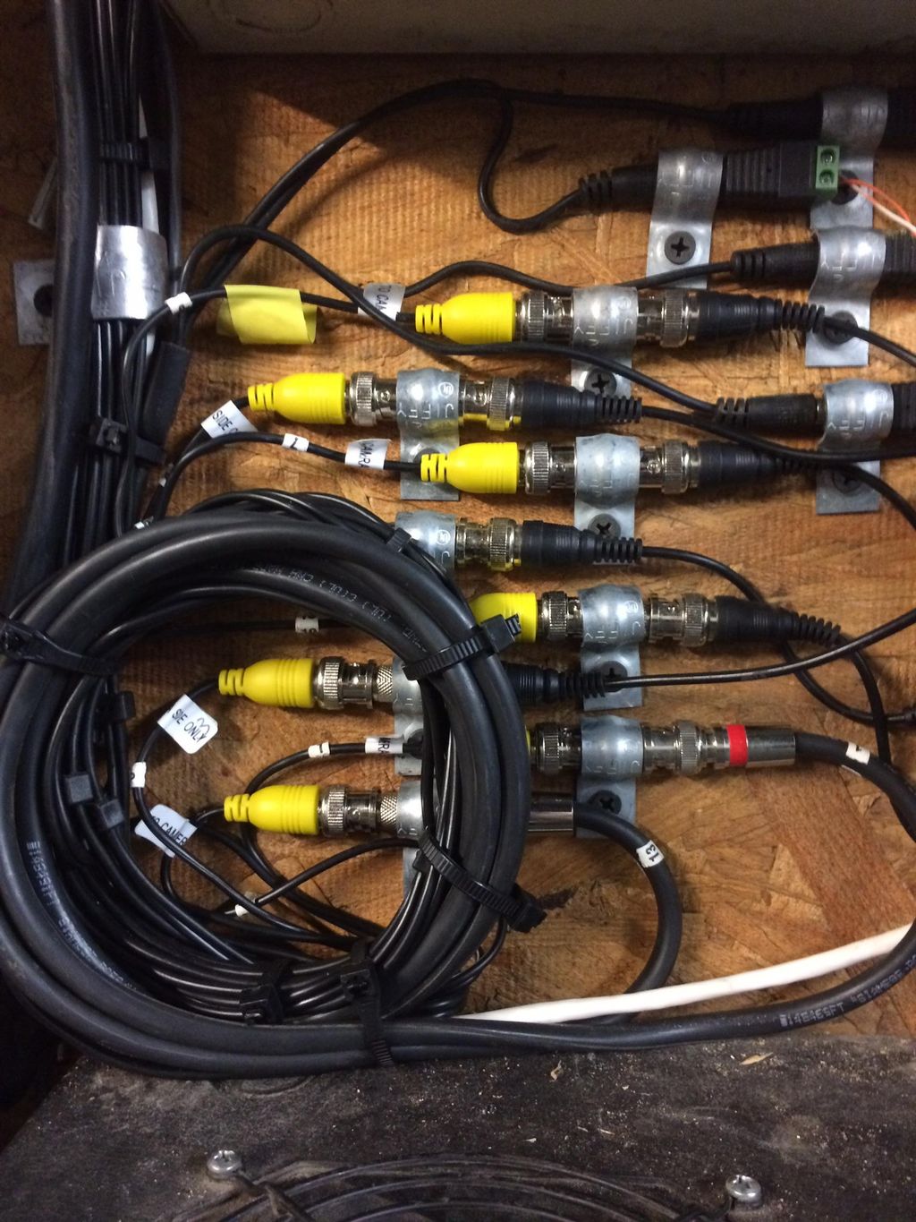 Low volt connections for security cameras.