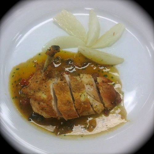 French style chicken chasseur with turnips Vichy.
