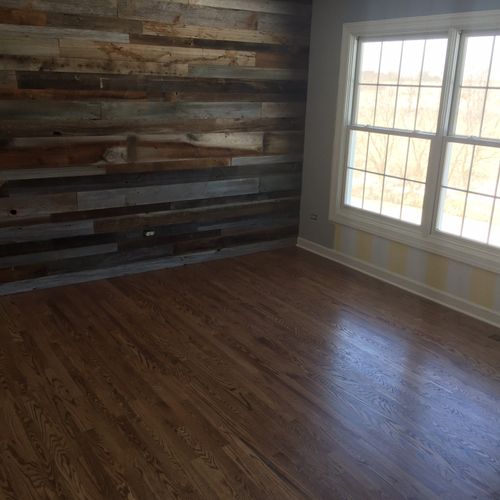 2 1/4" red oak with medium stain,and we installed 