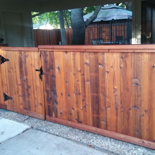Natural Cedar stained fence. For protection and lo