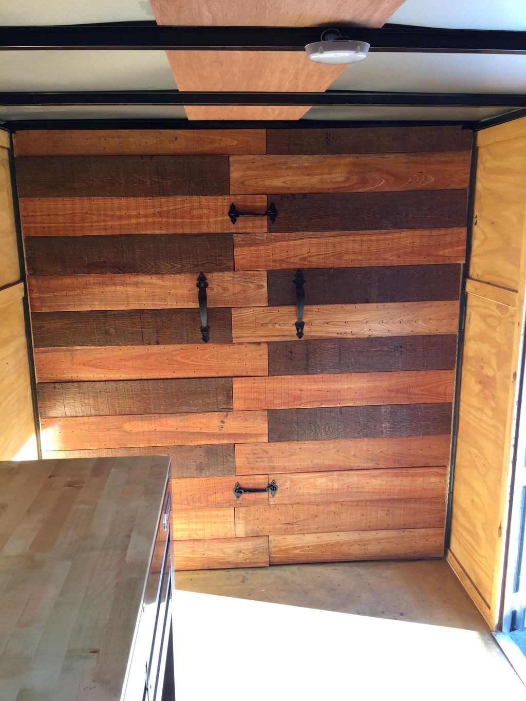 Cedar hideaway door in 12 foot trailer 