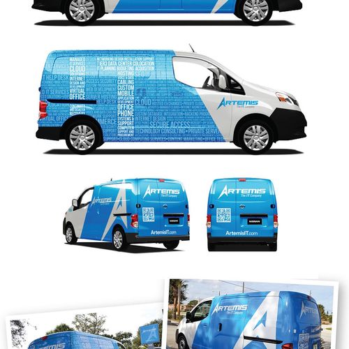 Vehicle wrap for Artemis, is a very visbile, assym
