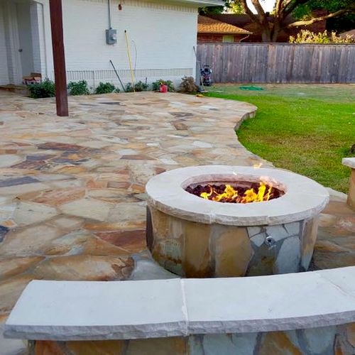 fire pit and bench