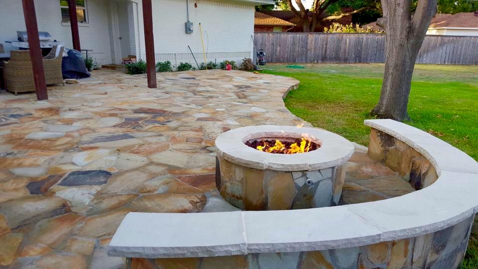 fire pit and bench