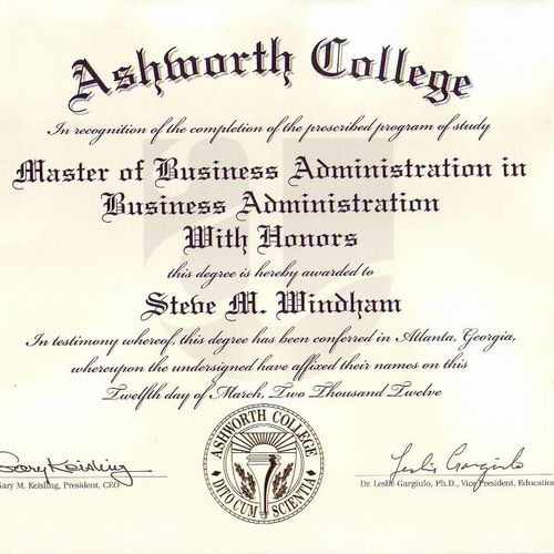 Master of Business Administration.