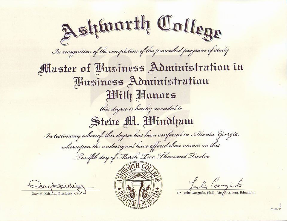 Master of Business Administration.