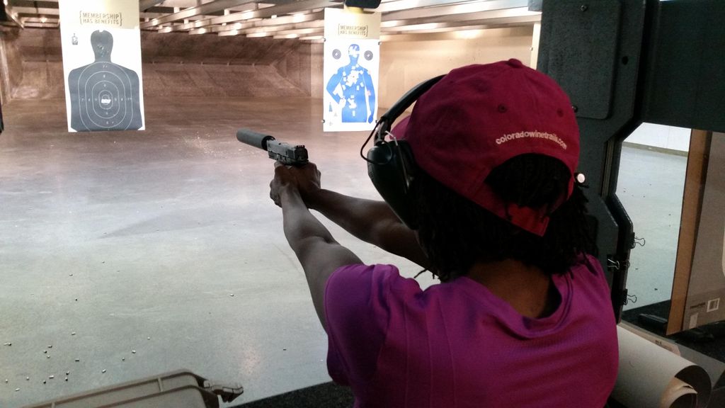 A student who has never shot a handgun in her life