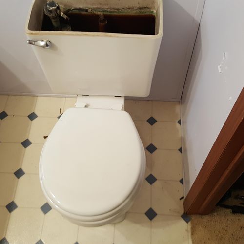Before picture - Old floor and toilet