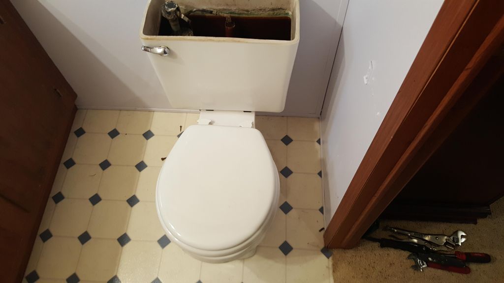 Before picture - Old floor and toilet