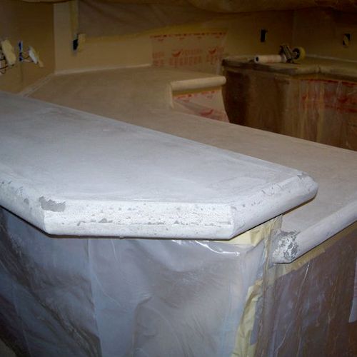 Cast in Place concrete countertop after form remov