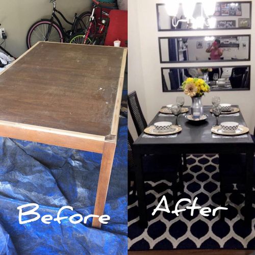 Before and after dining table ! 48 turn around 